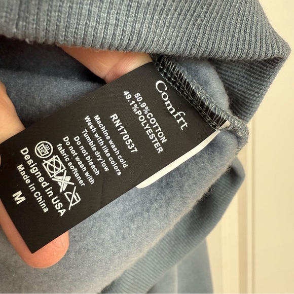 Comfrt Cloud Zip Up Hoodie Blue Willow Unisex Heavyweight Sweater - Picture 7 of 7